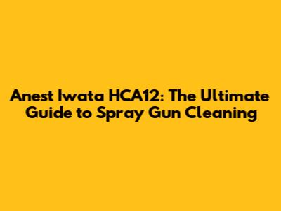 Anest Iwata HCA12: The Ultimate Guide to Spray Gun Cleaning