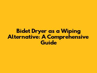 Bidet Dryer as a Wiping Alternative: A Comprehensive Guide