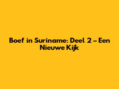 Boef in Suriname: Deel 2 – Een Nieuwe Kijk