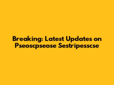 Breaking: Latest Updates on Pseoscpseose Sestripesscse