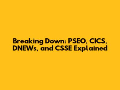 Breaking Down: PSEO, CICS, DNEWs, and CSSE Explained