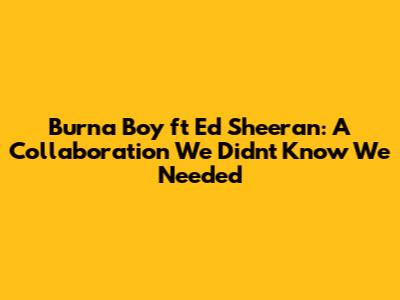 Burna Boy ft Ed Sheeran: A Collaboration We Didn't Know We Needed
