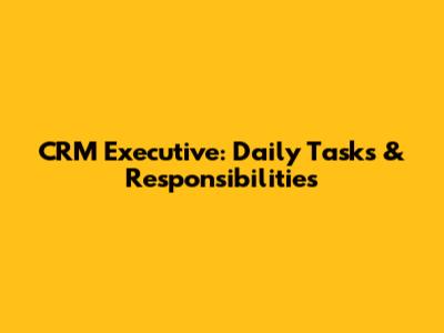CRM Executive: Daily Tasks & Responsibilities