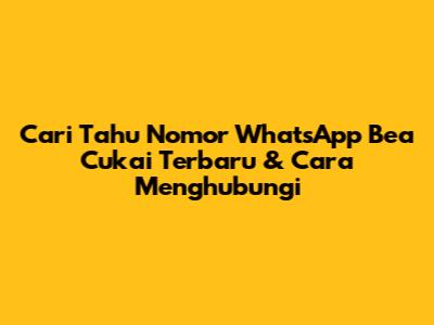 Cari Tahu Nomor WhatsApp Bea Cukai Terbaru & Cara Menghubungi