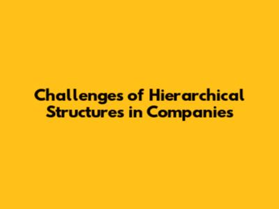 Challenges of Hierarchical Structures in Companies