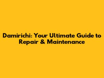 Damirichi: Your Ultimate Guide to Repair & Maintenance