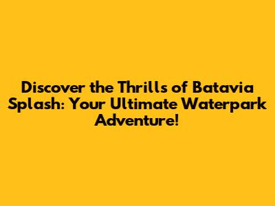 Discover the Thrills of Batavia Splash: Your Ultimate Waterpark Adventure!