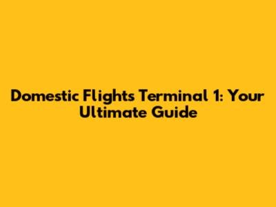 Domestic Flights Terminal 1: Your Ultimate Guide