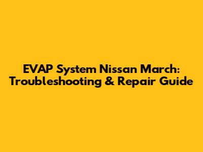 EVAP System Nissan March: Troubleshooting & Repair Guide