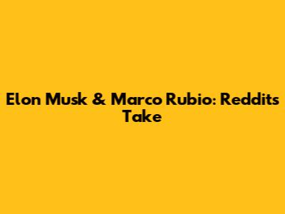 Elon Musk & Marco Rubio: Reddit's Take