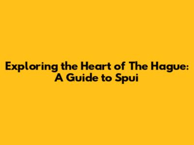 Exploring the Heart of The Hague: A Guide to Spui