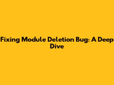 Fixing Module Deletion Bug: A Deep Dive