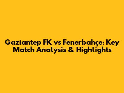 Gaziantep FK vs Fenerbahçe: Key Match Analysis & Highlights
