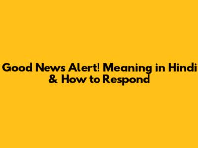 Good News Alert! Meaning in Hindi & How to Respond