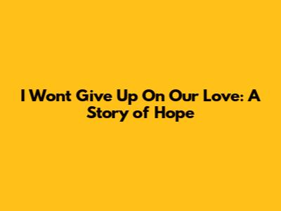 I Won't Give Up On Our Love: A Story of Hope