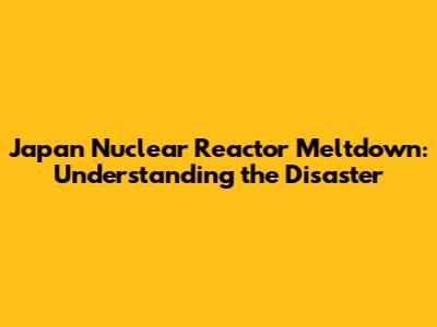 Japan Nuclear Reactor Meltdown: Understanding the Disaster