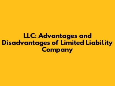 LLC: Advantages and Disadvantages of Limited Liability Company