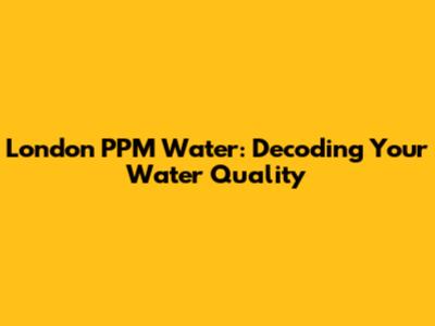 London PPM Water: Decoding Your Water Quality