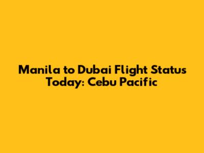 Manila to Dubai Flight Status Today: Cebu Pacific