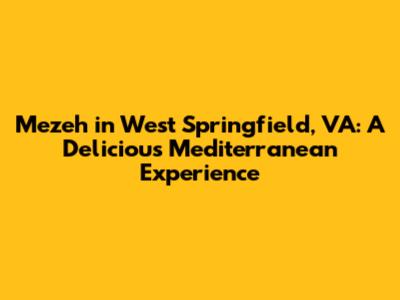 Mezeh in West Springfield, VA: A Delicious Mediterranean Experience