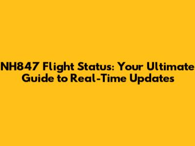 NH847 Flight Status: Your Ultimate Guide to Real-Time Updates