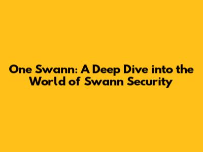 One Swann: A Deep Dive into the World of Swann Security