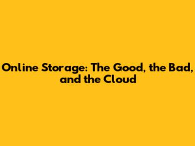 Online Storage: The Good, the Bad, and the Cloud