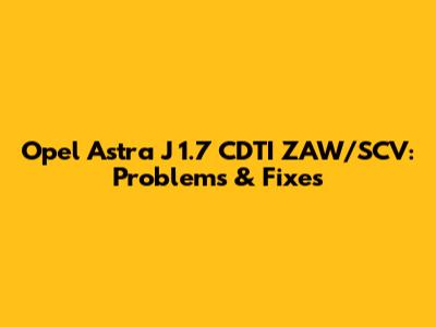 Opel Astra J 1.7 CDTI ZAW/SCV: Problems & Fixes
