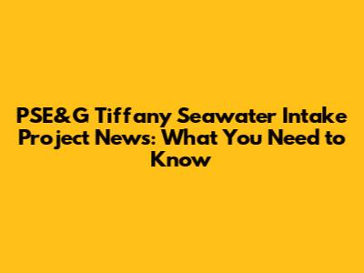 PSE&G Tiffany Seawater Intake Project News: What You Need to Know