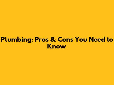 Plumbing: Pros & Cons You Need to Know
