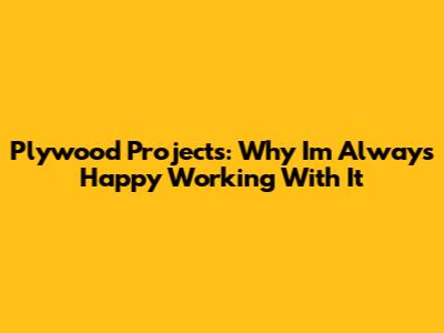 Plywood Projects: Why I'm Always Happy Working With It