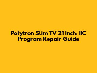 Polytron Slim TV 21 Inch: IIC Program Repair Guide