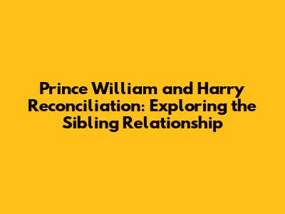 Prince William and Harry Reconciliation: Exploring the Sibling Relationship
