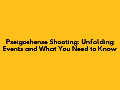 Pseigoshense Shooting: Unfolding Events and What You Need to Know