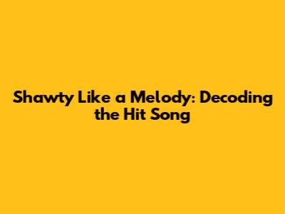 Shawty Like a Melody: Decoding the Hit Song