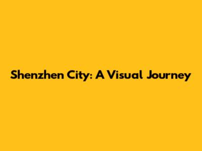 Shenzhen City: A Visual Journey