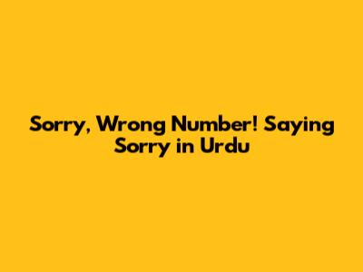 Sorry, Wrong Number! Saying Sorry in Urdu