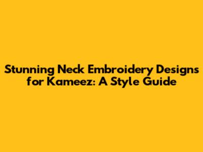 Stunning Neck Embroidery Designs for Kameez: A Style Guide