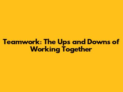 Teamwork: The Ups and Downs of Working Together