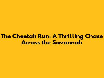 The Cheetah Run: A Thrilling Chase Across the Savannah