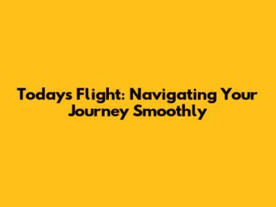 Today's Flight: Navigating Your Journey Smoothly