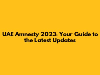 UAE Amnesty 2023: Your Guide to the Latest Updates