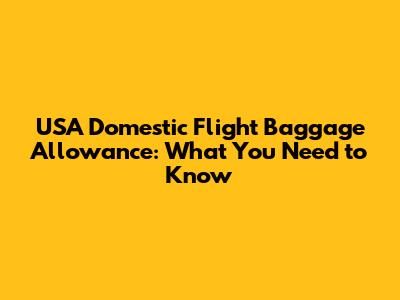 USA Domestic Flight Baggage Allowance: What You Need to Know