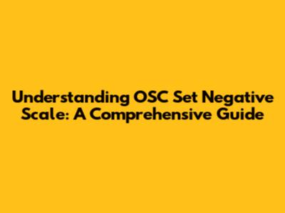 Understanding OSC Set Negative Scale: A Comprehensive Guide