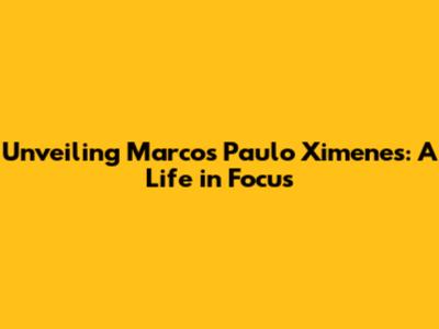 Unveiling Marcos Paulo Ximenes: A Life in Focus