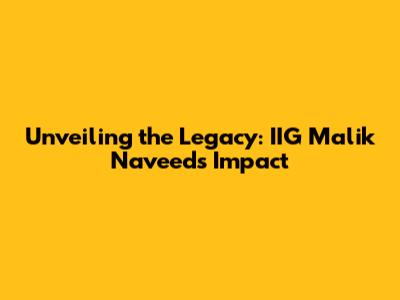 Unveiling the Legacy: IIG Malik Naveed's Impact