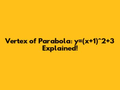Vertex of Parabola: y=(x+1)^2+3 Explained!