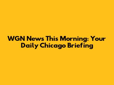 WGN News This Morning: Your Daily Chicago Briefing