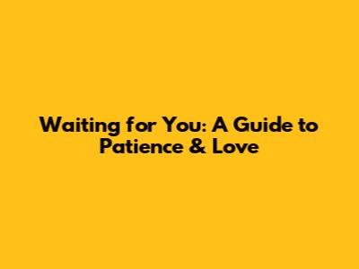 Waiting for You: A Guide to Patience & Love