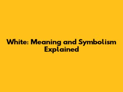 White: Meaning and Symbolism Explained